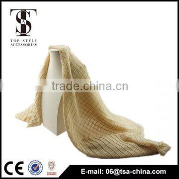 Women Fashion Long fold rice Yellow 100% Polyester scarf shawl