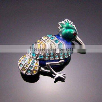 colored rhinestone bird brooch made of alloy ha18-32