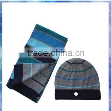 stripe knit hat and scarf set 2014 for young boys