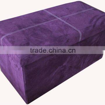 Purple Suede foldable storage ottoman