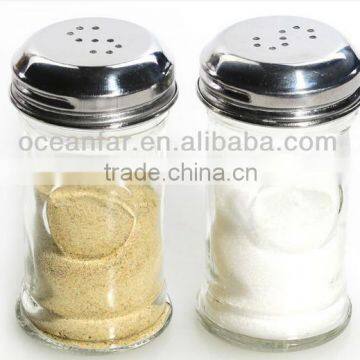 Embossing Circle Pattern Glass Spice Jars With Metal Lid