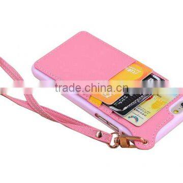 Ultra Thin pu Skin+tpu Dual Color Cellphone Pocket Leather Case for Iphone 6/6s With Hand Rope Supplier's Choice photo-6