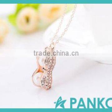 Top Quality Fashionable Double Pearl Peanut Necklace Pendant 925 Sterling Silver