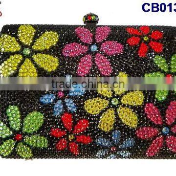 CB0135-(19-24) colorful flower pattern Africa purse handbags clutch crystal evening clutch rhinstone Party purse handbags