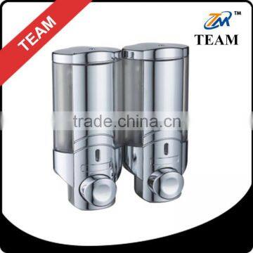 TM-15 bathroom accessories Chrome Wall mounted soap dispenser hotel shampoo dispenser double liquid soap dispenser