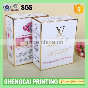 Hight quality Wholesale gloss paper cosmetic box with gold foil logo