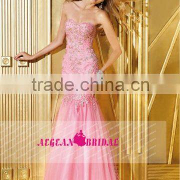 Mermaid Sweetheart Sleeveless Beaded Long Lace Grils Party Dress 2016 ZY228