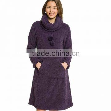 night dresses for women high neck microfiber fleece bathrobe