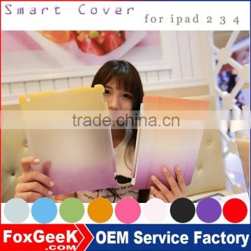 2015 Mew design Smart Cover + back case for ipad 2 3 4 with magnetic Smart Cover Wake / Sleep FUNCTION