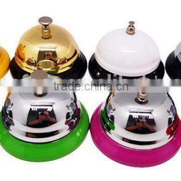 Dinner Table Call Bell in Silver or Gold Cover and Colorful Painted Base