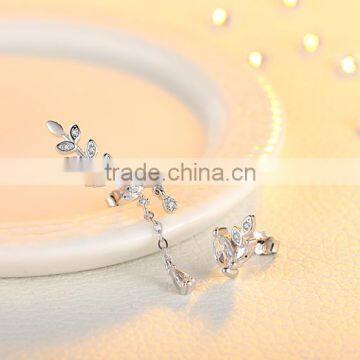 Korean Style 925 Silver Leaf Cuff Earrings With 2 Different Parts photo-4