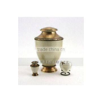 Artisan Pearl White 10" Brass Cremation Urn
