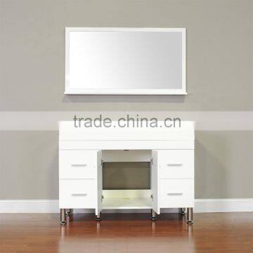 Pure White Wooden Bathroom Vanity With Stainless Steel Legs