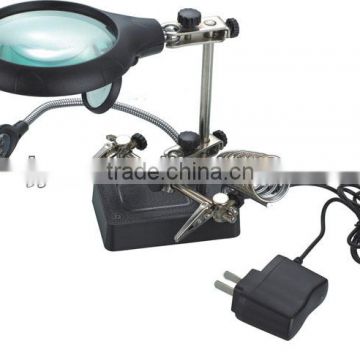 Soldering Iron Stand Magnifying Glass with Moveable LED