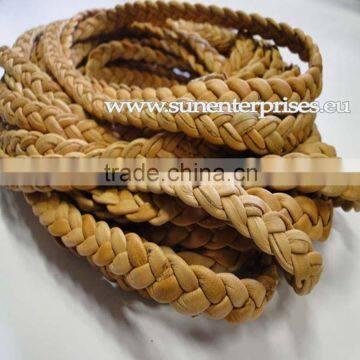 Braided Leather cords -Choti in Nappa - 10 mm - Tan colour