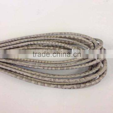 Flat Nappa Leather cords - Real Nappa Leather Round-4MM-Snake style-Grey-Beige