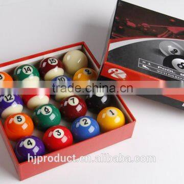 High quality 52.5mm resin 2A class pool ball set in red box packing/ Factory promotion