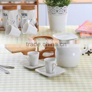Luxury/Europeanism Bamboo Material Coffee Tea Set Holder With Stainless Steel Rack photo-4