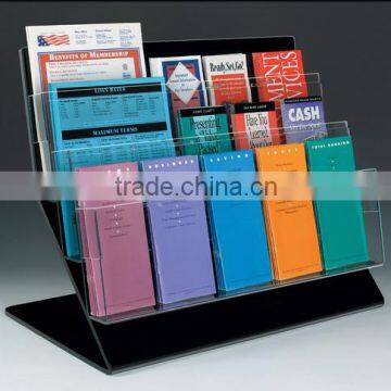 3-Tiered Acrylic Literature Holder for Tabletops, Removable Dividers - Black(AL-B-0270)