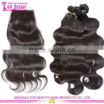 Qingdao lace closure hot sale brazillian hair bundles with lace closure wholesale high quality human hair lace closure