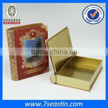 hinged decoration book shape tin box