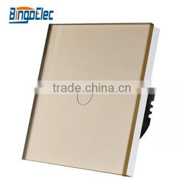 UK 1 gang toughened glass panel auto on off light switch
