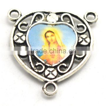 Catholic metal part, religious figures madonna loving heart centerpiece