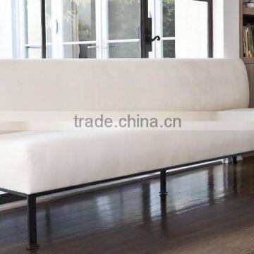 Modern wooden booth white fabric banquette seating restaurant furniture