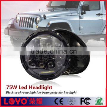 super bright 75w headlight led head lamp daytime running light 7 inch jeep led headlight