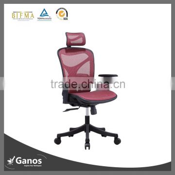 Black high back mesh chair, ergonomic computer office chair with headrest, arm chair with soft pad