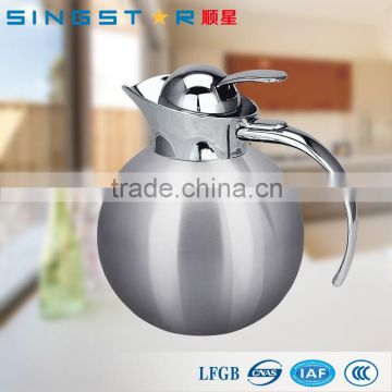 Round body double wall vacuum insulated stainless steel thermos water pot/coffee flask