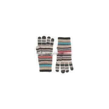 Striped cashmere wool gloves for women and men