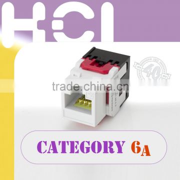 Network Solution ISO IEC TIA Cat6A / Super Cat6 RJ45 8P8C UTP Unshielded 180Degree Keystone Jack