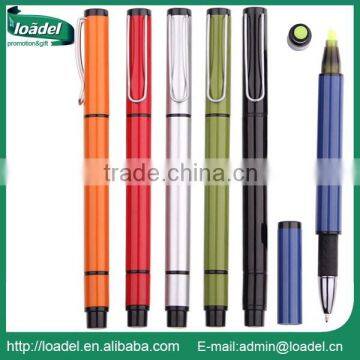 Customized logo 2 in 1 highlighter and ballpoint pen