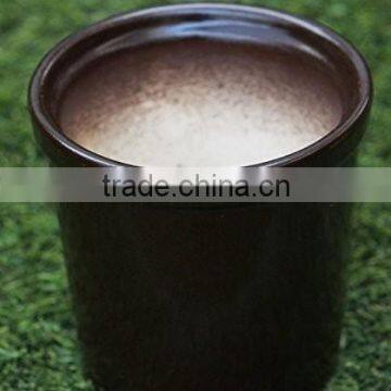 Coffee Color Round Ceramic Pot