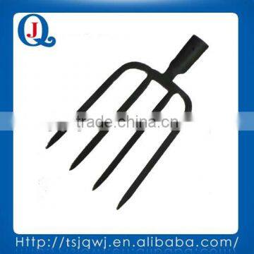 flat tine fork with four tines for digging