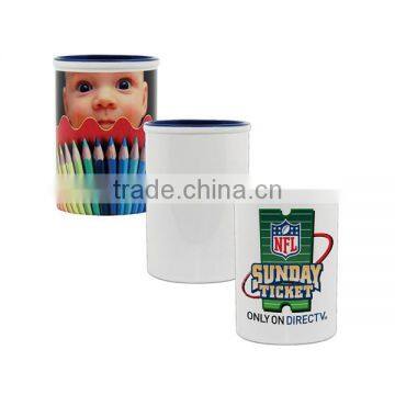 2015 Hot Sale Sublimation Customized Ceramic Brush Pot School Pen Display Case