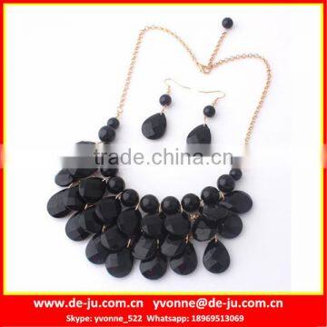 Large Costume Jewelry Black Metal Necklace Set