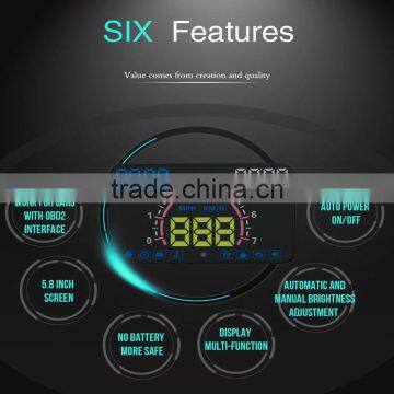 Latest Automotive E350 5.8" Inch Car OBD2 Headup LED OBD2 Display HUD photo-4