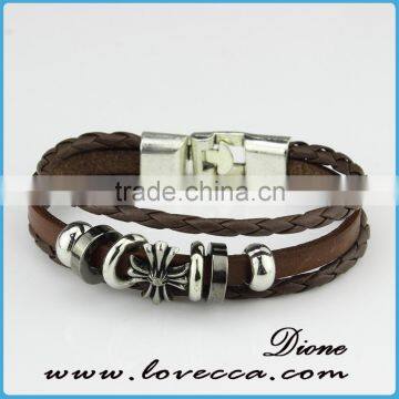New Design Handmade Men Long Braided Genuine Leather Bracelet photo-5