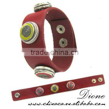 Wholesale 18mm Snap Charm Leather Snap Button Bracelet photo-4
