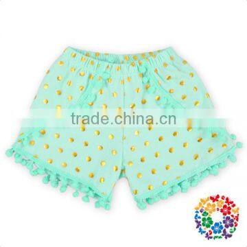 Summer Baby Toddler Girls' Polka Dot Pom Pom Trim Beach Shorts