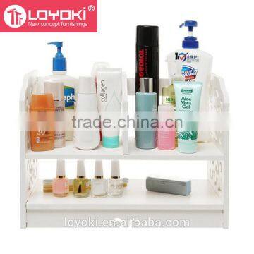 White Openwork Freestanding Book Shelf Desk Top Organization Office Desk Organizer photo-2