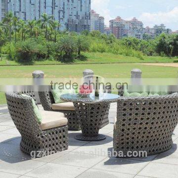 round bowl shape PE rattan woven outdoor sectional sofa furniture garden dining use