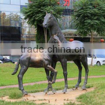 Copper Mother and Baby Horse Statue for Sale photo-2