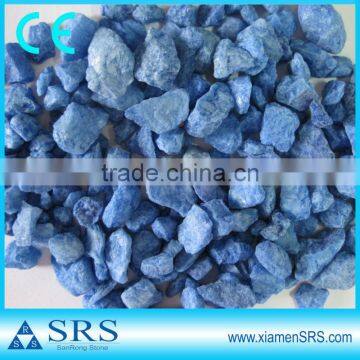 Unpolished blue colored gravel for landscaping