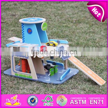 2017 new products children parking toy wooden toy garage set W04B048