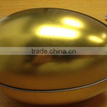 Egg Shaped Golden Tin Container, Egg Tin, Easter Egg