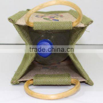 Jute Wine Bag/ One Bottle Wine Carry Bag Jute/ Eco-friendly Wine Tote photo-4
