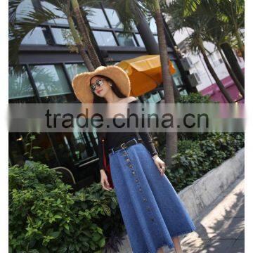 2017 New Fashion Ladies Long Denim Skirts Long Jeans Skirts photo-3